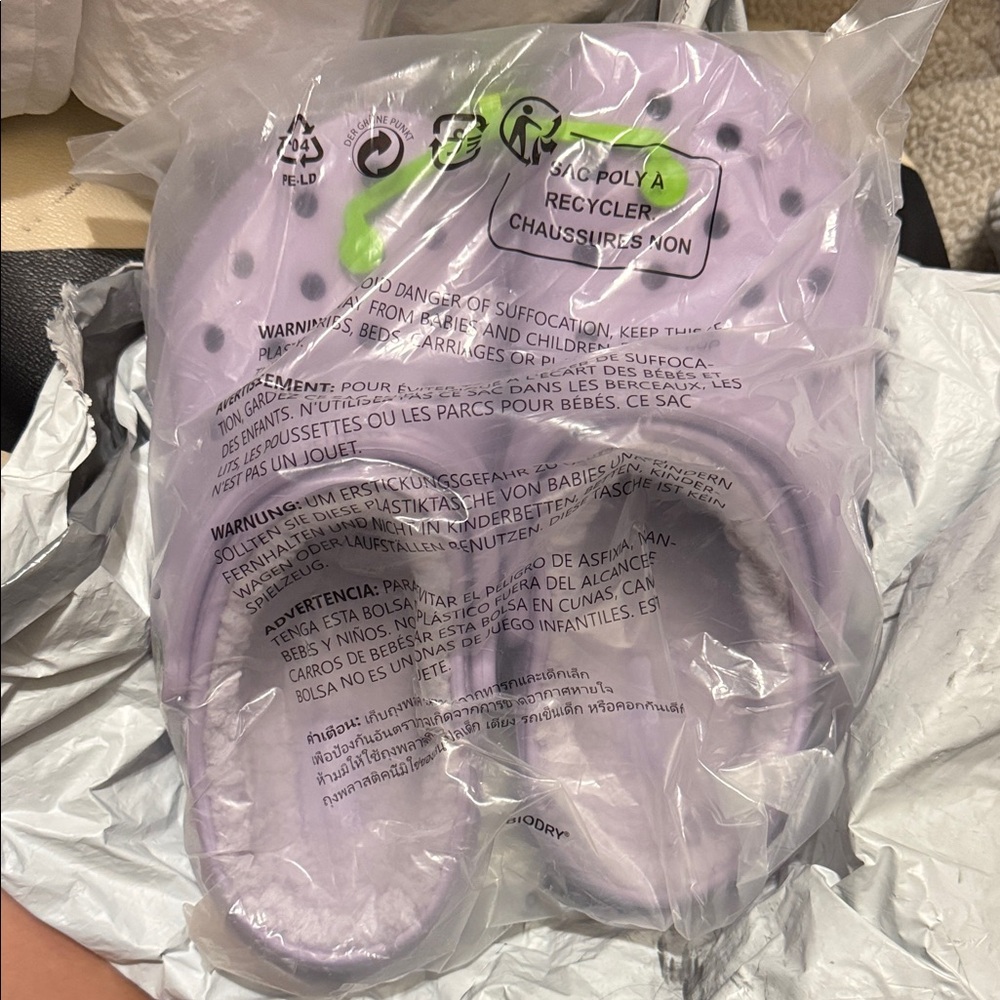 CROCS Kids Lilac Slip-On Clogs with Lime Green Strap